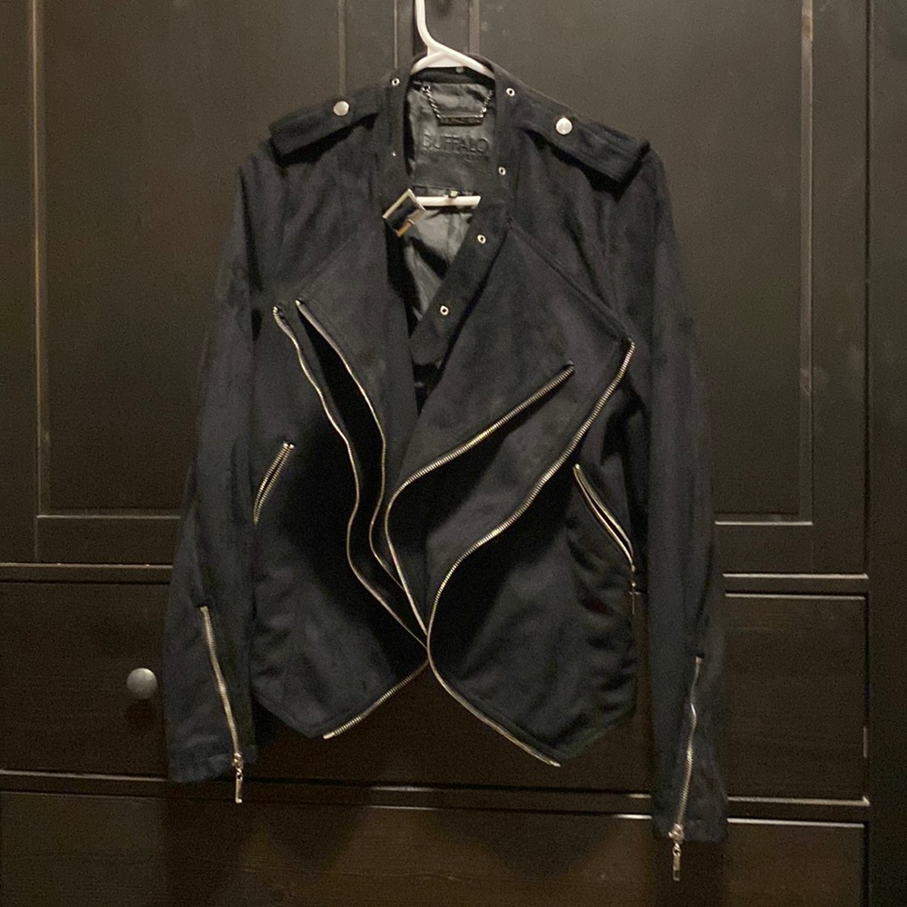 Buffalo David Bitton Black Faux Suede Jacket with Silver Details